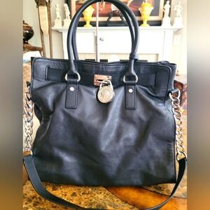 Michael Kors Hamilton Large Black Leather Tote Bag